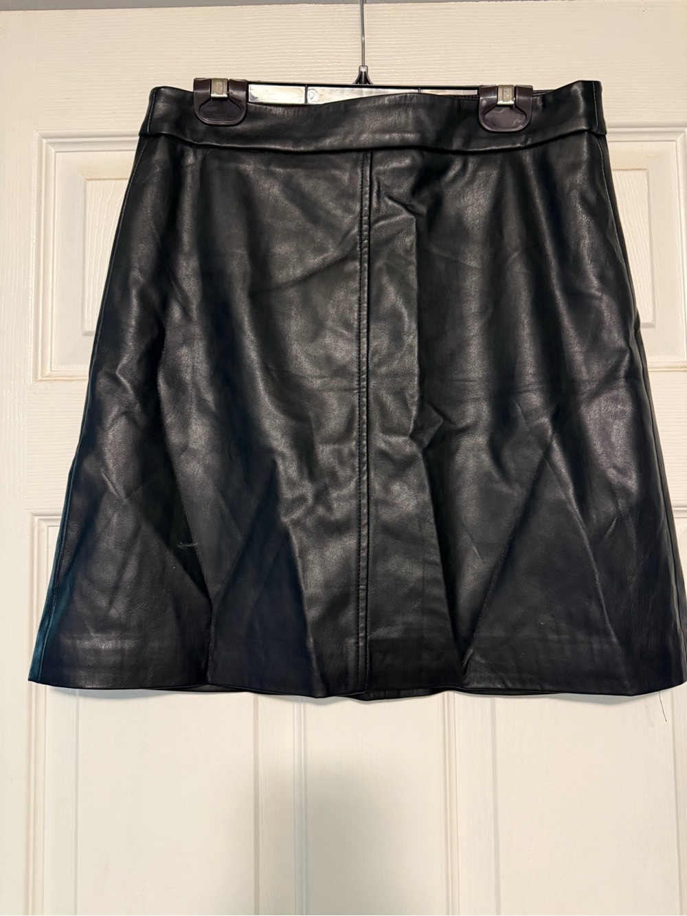 Black Faux Leather A-Line Skirt RW